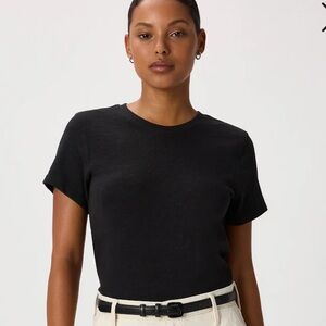 NEW Quince Small 100% Organic Cotton Slub Crewneck Tee In Black